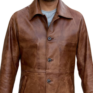 Manteau en cuir pour homme, style unique, haute qualité, en cuir véritable, vente en gros, logo personnalisé, vêtements d'extérieur d'hiver - Product Image 6