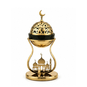 Hand-Made Brass Incense <b>Burner</b> with Crescent Top and Floral Base <b>for</b> Religious Use All-Season - Product Image 4