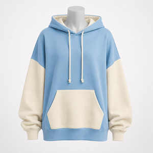 Sweat-shirt décontracté à manches longues pour femme, avec poche kangourou, à blocs de couleur et épaules tombantes - Product Image 5