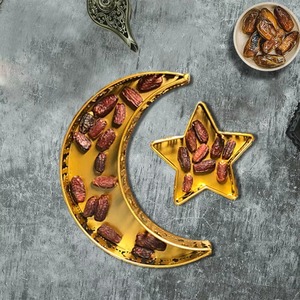 Bandeja de metal con forma de luna creciente y estrella para frutos secos y dátiles, tamaño grande, reutilizable, decoración para interiores. - Product Image 6