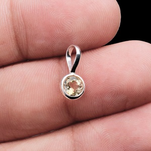 925 <b>Solid</b> Sterling <b>Silver</b> Bezel-Set Pendant With Natural Yellow Citrine Gemstone Handmade Women's Jewelry For Wholesale - Product Image 6