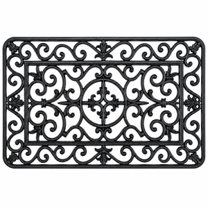 Tapis d'entrée en fibre de coco premium 60x90cm, antidérapant, motif floral, tufté, lavable, avec envers en caoutchouc antidérapant, épaisseur moyenne, vente en gros - Product Image 1