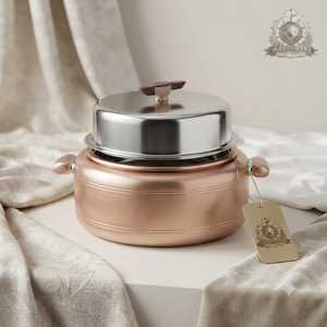 Olla para calentar alimentos con aislamiento térmico y acabado de cobre martillado, con asa arqueada, para buffet - Product Image 5