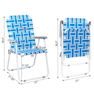 Lot de 2 chaises de plage pliantes bleues et blanches à rayures, 120 kg, avec tube en acier et sangle en PP, code 70635530 - Product Image 6