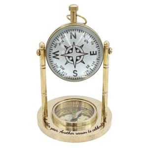 Most Selling Brass Desk <b>Clock</b> With Roman Numerals And Compass Base Battery Operated Quartz Movement Anniversary Gift - Product Image 3