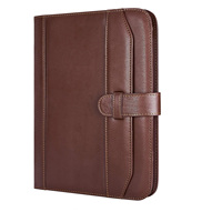 ADORA ADACF-0469 Porte-documents en cuir véritable pour documents de réunion, bloc-notes A4, presse-papiers, dimensions personnalisables, logo