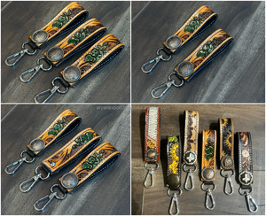 พวงกุญแจหนังแท้คุณภาพสูงทำจากหนังมีที่จับโลหะเป็นของขวัญ - Product Image 3