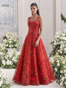 Robe de soirée sexy à imprimé floral, sans bretelles, col halter, coupe trapèze, taille empire, dos nu, ornée de perles, longueur midi, en satin polyester/coton - Product Image 5