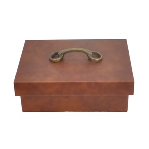 Caja de Cuero Genuino de Primera Calidad, Caja de Regalo Hecha a Mano, Tamaño Personalizado, Caja Decorativa con Asa de Latón Antiguo, Compatible con OEM - Product Image 2