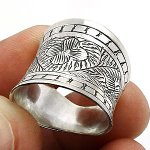 Handmade 925 Sterling Silver <b>Ring</b> Fine Quality Jewelry For <b>Women</b> Unisex Design IGI Certified <b>Thumb</b> <b>Ring</b> At Affordable Price - Product Image 2