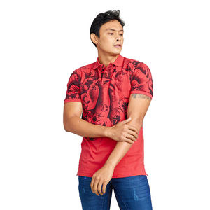 Camiseta Polo Sublimada de Color Rojo 100% Algodón para Hombre, Corte Holgado, Manga Corta, Camiseta Sublimada Estampada para Hombre, Gran Venta - Product Image 2