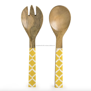 Cuchara de madera personalizable con mango de resina, vajilla de Hotel, cubiertos, juego de cubiertos para el hogar, restaurante, uso para obsequios - Product Image 1