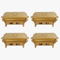 Ensemble de 4 chauffe-plats circulaires en acier inoxydable de haute qualité, chauffe-plats à vapeur pour buffet, usage traiteur, capacité 150L, argent