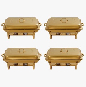 Luxury 4PCS Tabletop Stainless Steel Rectangular Chafing Dishes <b>Buffet</b> <b>Warmer</b> Set At Cheap Price - Product Image 6