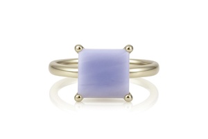 Anillo de Plata de Ley S925 de Primera Calidad con Ágata Azul en Forma Cuadrada, Joyería Fina para Bodas y Fiestas - Product Image 2