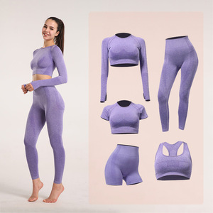 Ropa Deportiva Sólida al por Mayor para Mujer, Conjunto de Gimnasio, Traje Deportivo, Levanta Glúteos, Secado Rápido, Transpirable, Conjuntos de Yoga - Product Image 4