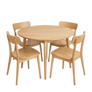 ARTERRA Premium Modern Scandinavian Teak Wood Dining Set <b>Round</b> <b>Table</b> <b>with</b> <b>Chairs</b> for Restaurant Hotel - Product Image 1