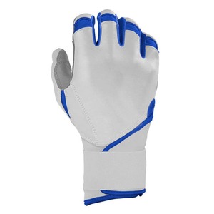 Guantes de Bateo Blancos con Ribete Azul, Tejido de Microfibra, Acolchados, Cierre de Tirón, Unisex, para Adultos, Entrenamiento - Product Image 3