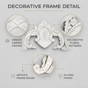 Espejo de Pared Ornamentado de Estilo Barroco Veneciano de Lujo |   Espejo Decorativo Vintage | Espejo de Vidrio Estilo Antiguo para una Decoración Elegante del Hogar - Product Image 6