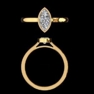 Elegante Anillo de Compromiso con Diamante Marquise en Oro Amarillo, Anillo de Boda Minimalista con Solitario, Diseño de Joyería Moderna, Regalo - Product Image 1