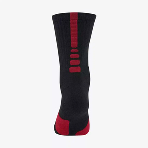 Unisex Knee High Athletic <b>Socks</b> <b>Black</b> with Red Stripes Breathable Knitted for Basketball Adults Summer Sport Wear - Product Image 2