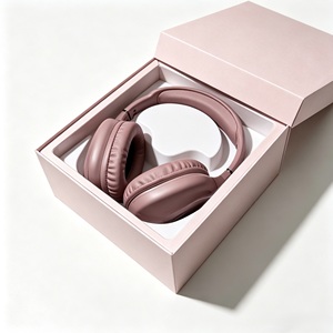 <b>Pink</b> Over-Ear Headphones in Rigid <b>Gift</b> Box with Satin Liner High-End Consumer Electronics Packaging - Product Image 1