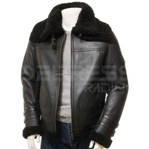 Men's Latest <b>Shearling</b> <b>Bomber</b> <b>Jacket</b> with Customized Logo High Quality Casual Winter Biker Auto Racing Wear Prices - Product Image 1