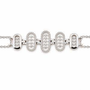Pulsera de Cadena de Plata de Ley 925 con Diamantes para Mujer, Diseño Geométrico de Eslabones con Alto Brillo, Joyería para Fiestas, Bodas y Uso Diario - Product Image 4