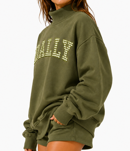 Sudadera Oversize Unisex al por Mayor con Cuello Mock Personalizado, de Algodón y Forro Polar, con Parche Griego, Estilo Casual para Invierno - Product Image 5