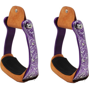 Estribos de Aluminio Negro Premium para Caballos, Estilo Western, con Pedrería Brillante Grabada, para Carreras de Barriles, Rodeo y Equitación de Alto Rendimiento - Product Image 4