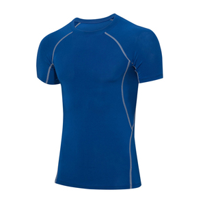 Men's <b>Black</b> Short Sleeve <b>Compression</b> Rash Guard Quick Dry Polyester Athletic <b>Shirt</b> - Product Image 6
