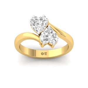 Anillo de Compromiso de Lujo de Plata de Ley Chapado en Oro de 10K con Diamante Cultivado en Laboratorio con Corte Corazón Eterno para Mujer - Product Image 5