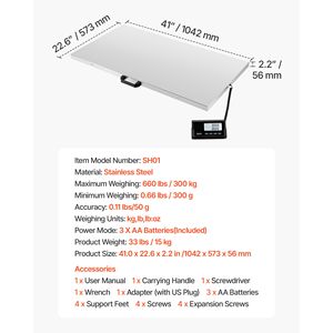 Bilancia Digitale di Alta Precisione per Spedizioni da 0,1 libbre a 150 kg, Alimentazione AC/DC con Display LCD e Funzione Hold/Tare - Product Image 5