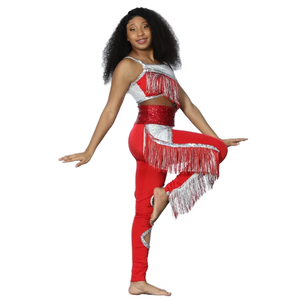 Ensemble d'uniformes de majorettes personnalisés pour femmes, en polyester, imprimé numérique, avec strass, costume de danse pour équipe, rouge et noir, pour performance - Product Image 4