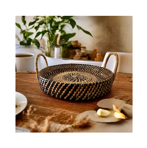 Plateau en rotin avec poignées, design minimaliste, vaisselle de qualité supérieure à prix bas - Product Image 2