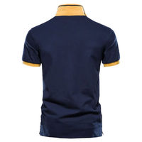 Camiseta Deportiva Personalizada para Hombre, Color Azul Marino con Paneles Amarillos, Manga Corta, Transpirable, Informal, para Verano, Golf, Tenis