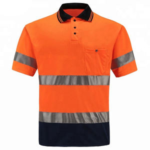 Camiseta Polo de Trabajo de Alta Visibilidad, Color Naranja Fluorescente, Poliéster, Impresión por Transferencia de Calor, Sin Costuras, Estilo Clásico - Product Image 1
