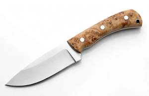 Cuchillo utilitario de acero al carbono forjado a mano con punta de gota, mango de madera natural de 21.5 cm, herramienta para cortar, funda de cuero, DIY - Product Image 2