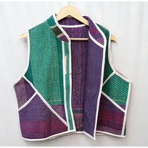 Veste matelassée Kantha vintage faite à la main 100% coton pur respirant imprimé pour femme, style bohème floral, coupe classique, hiver - Product Image 3