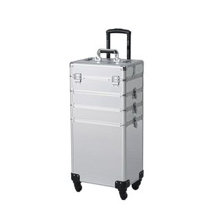 4-in-1 Interchangeable Silver Aluminum Rolling Makeup <b>Case</b> with Draw-Bar Style <b>Cosmetic</b> Bags & <b>Cases</b> - Product Image 4