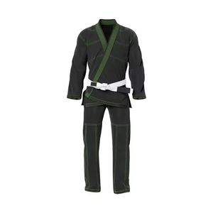 Uniforme de Karate Negro con Ribete Verde en Contraste, Gi Profesional para Entrenamiento, Prenda Transpirable de Polialgodón para Artes Marciales, OEM - Product Image 1