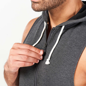 Men's Sleeveless Hooded Sweatshirt Half Zip Muscle Tank Gym <b>Workout</b> Cotton Fleece Sportswear Cut Off <b>Hoodie</b> - Product Image 5