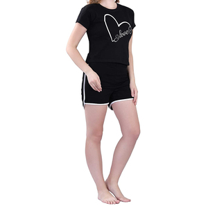 Women's Solid Casual Summer Wear Comfortable Quick Dry Breathable T-Shirts Shorts 2-Piece 100% Cotton <b>Twin</b> <b>Set</b> OEM/ODM Service - Product Image 3