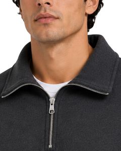 Sweat-shirt à col zippé surdimensionné pour homme, noir charbon, en molleton à manches longues, style streetwear décontracté, en coton épais personnalisé - Product Image 5