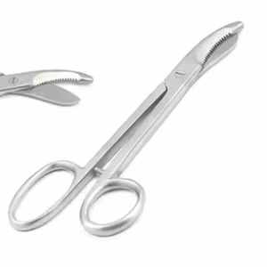Tijeras para vendajes TC BRUNS curvadas de 24.0 cm, de acero quirúrgico inoxidable, tijeras manuales para cortar yeso con mango dorado, CE, de Dentavex - Product Image 5