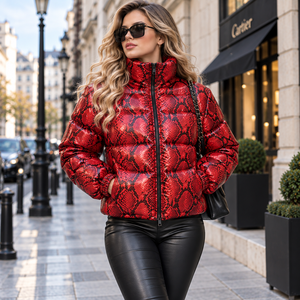 Chaqueta Acolchada de Cuero Genuino Morado para Mujer, Estilo Motociclista, Acabado Satinado, Transpirable, Abrigo de Invierno con Cierre, Ropa Exterior Informal a la Moda - Product Image 2