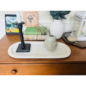 <b>White</b> Marble Tray with Curved Edges Elegant Serving Tray Luxury Marble Platter Decorative Home Decor Tray Hotel Supplies - Product Image 6