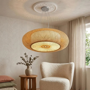 Grand Lustre en Rotin Tressé à la Main, Style Bohème Chic, Luminaire Suspendu Naturel, Éclairage Design pour Salon et Chambre, Fournisseur d'Usine - Product Image 1