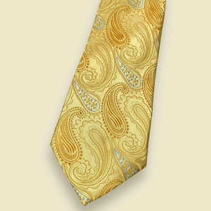 Corbata de Seda Jacquard con Diseño Paisley Dorado Benon para Hombre |   Corbata de Diseño Premium, Formal, para Negocios, Bodas, Fiestas, Lujosa y Clásica - Product Image 3