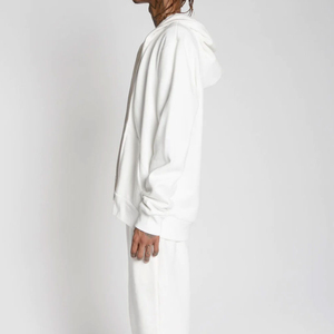 Sweat à capuche unisexe personnalisé avec fermeture éclair intégrale, couleur unie, coupe décontractée ample, 100 % coton, style streetwear Y2K, vente en gros pour hommes - Product Image 4
